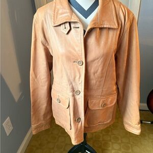 GAP Women's Light Brown Leather Jacket VINTAGE 2000